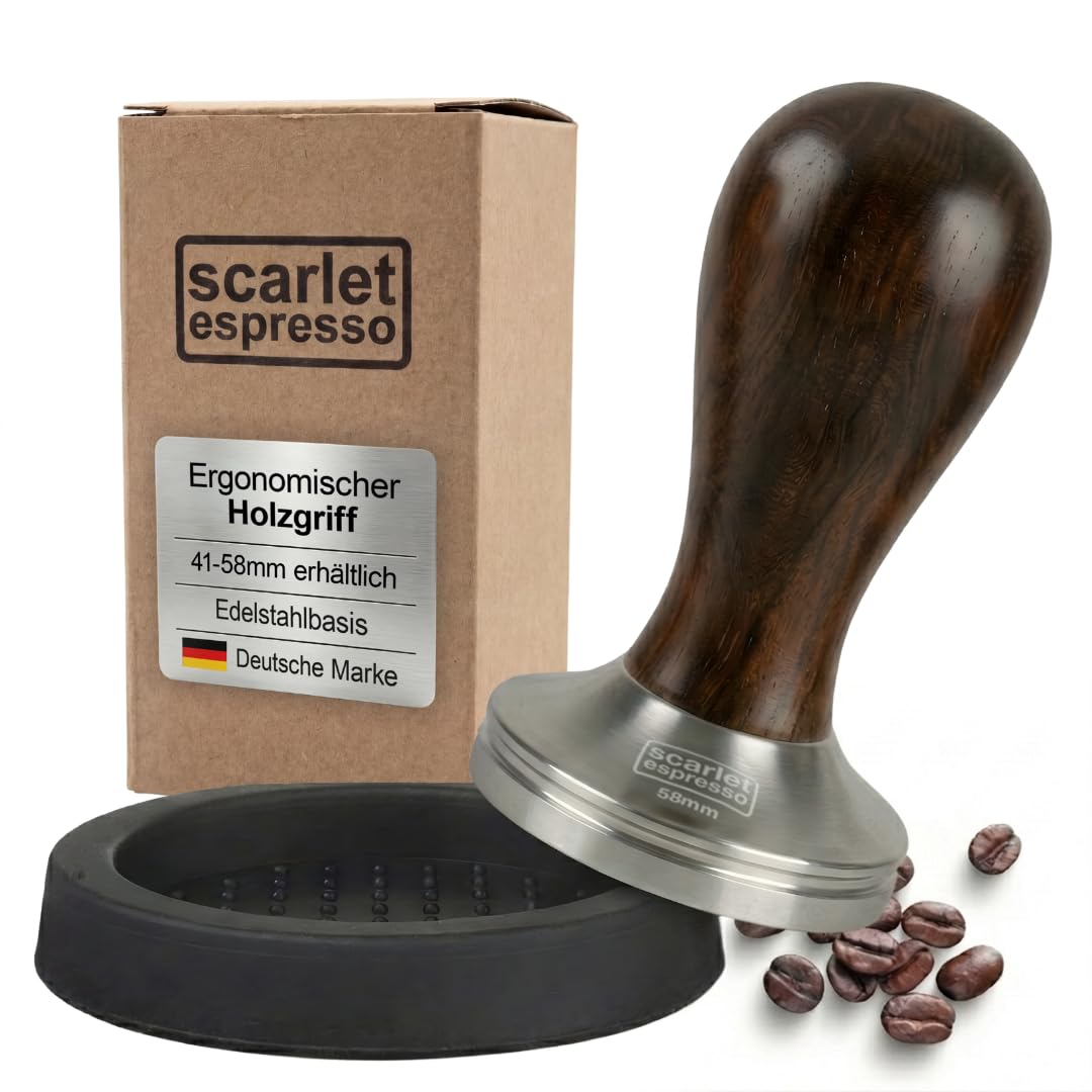 scarlet espresso | Tamper »Classic«, stilvoller Espresso-Stempel mit ergonomischem Griff aus Edelhol
