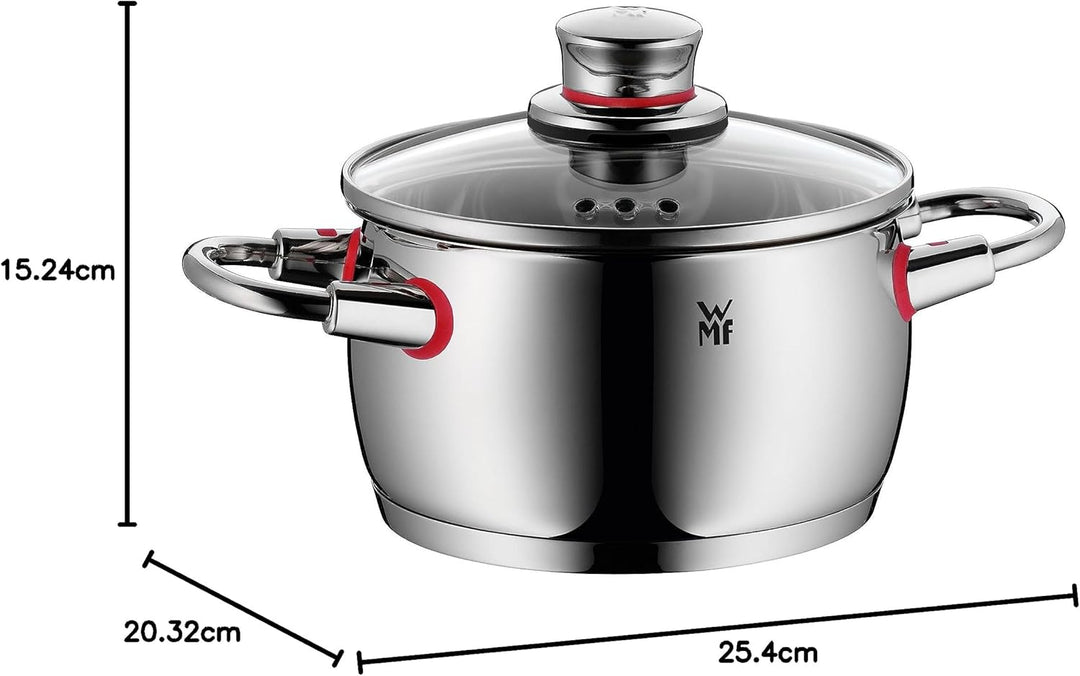 WMF Quality One Kochtopf klein 16cm, kleiner Topf mit Glasdeckel mit Dampföffnung, Nudeltopf, Fleisc