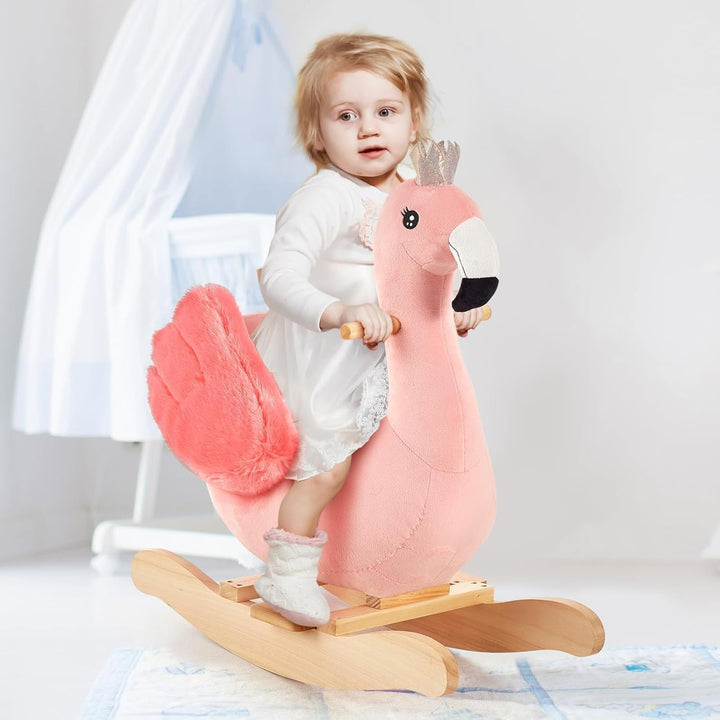 FUNLIO Flamingo Baby Schaukelpferd für Kleinkinder von 6 Monaten bis 3 Jahren, süsser und graziler r