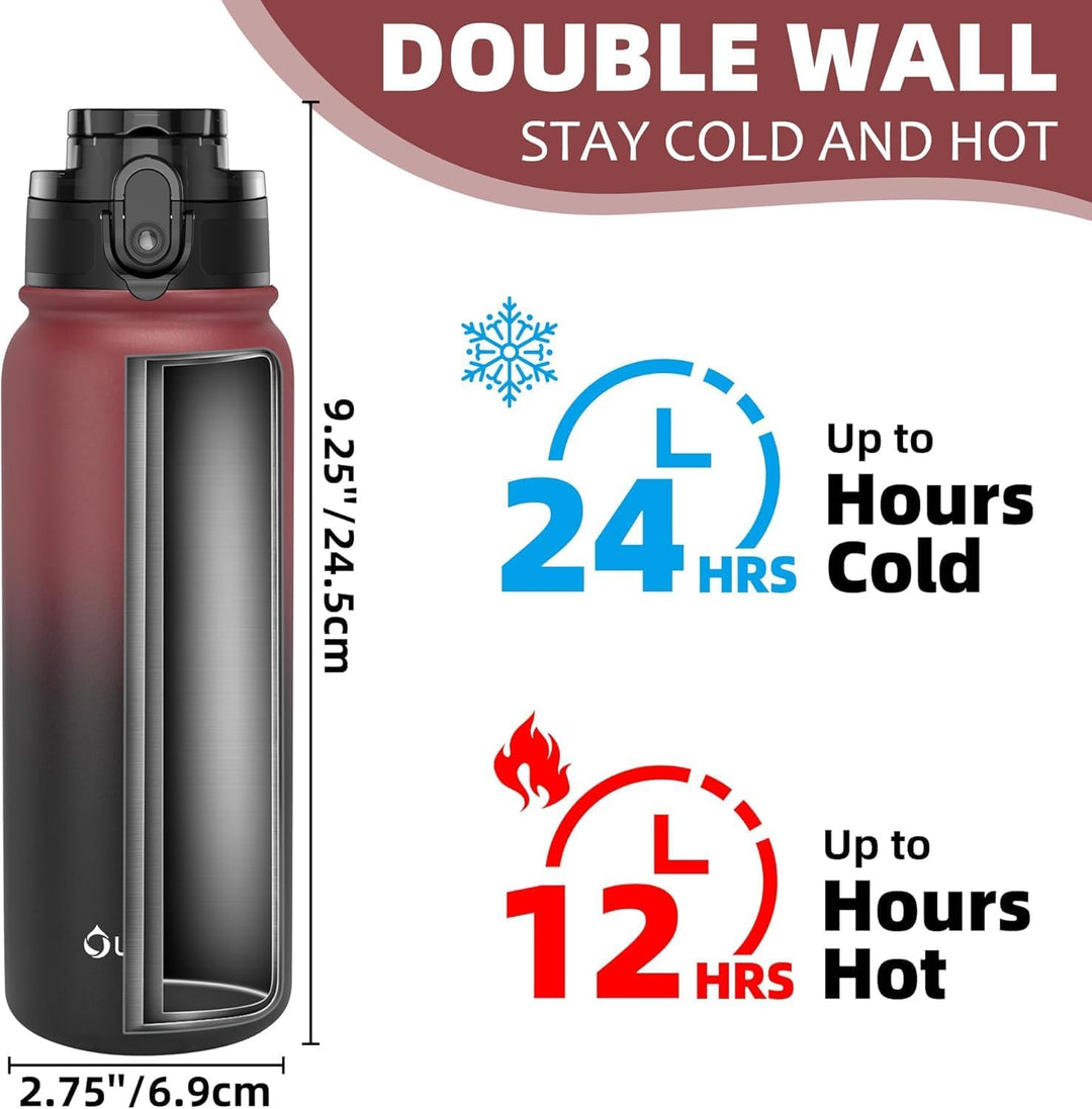 OLDLEY 600ml/20oz Edelstahl-Wasserflasche, Doppelwandige Vakuumflasche, Hält Getränke Heiss und Kalt