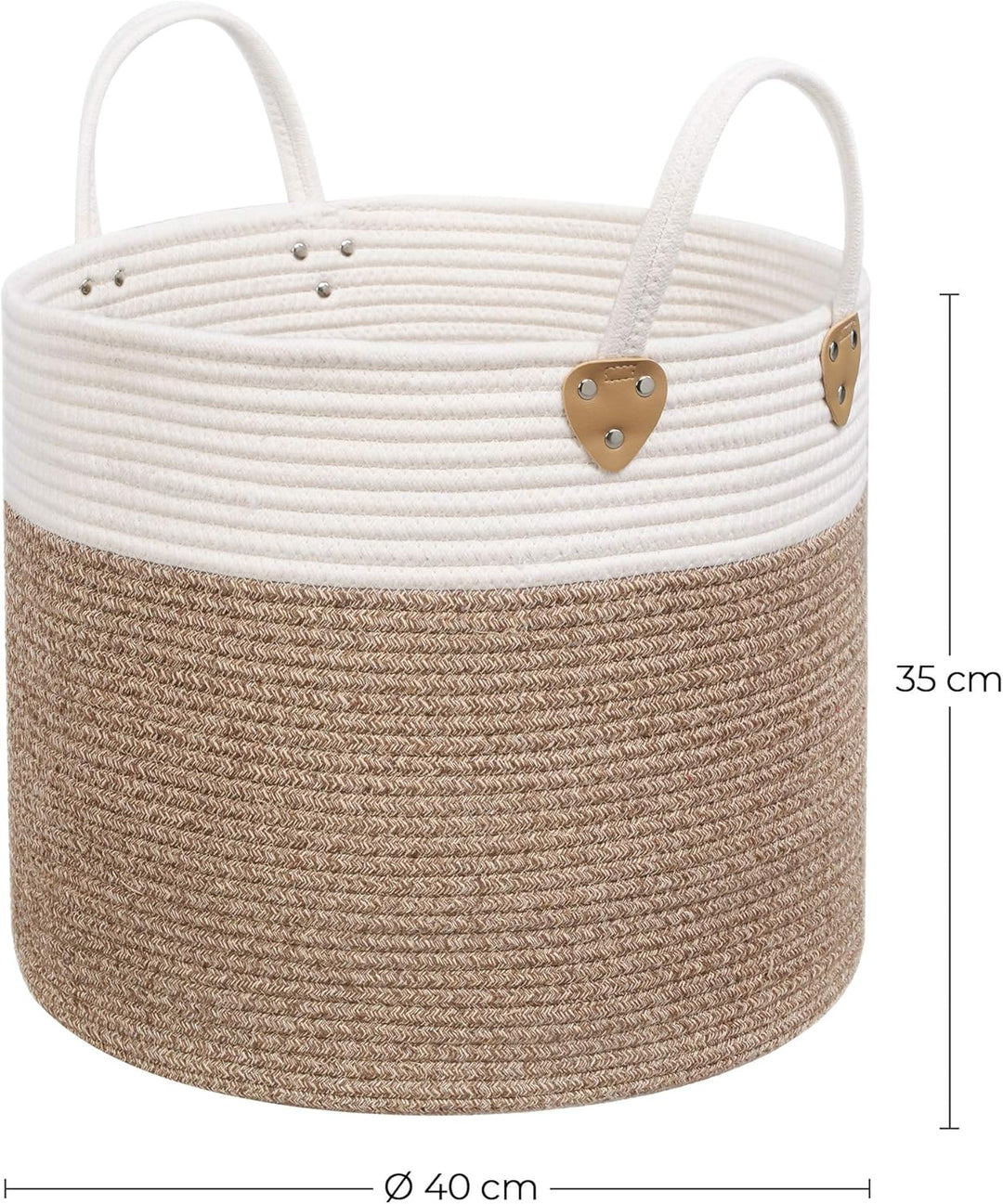 SONGMICS Baumwollseilkorb, Griffen, Wäschekorb aus Baumwolle, 50 L, für Spielzeug, Kleidung, Decken,