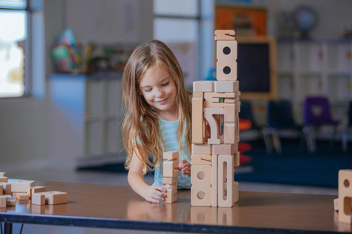 Brandneues SumBlox Original Basic Set - 76 grosse Holzbausteine aus massiver Buche mit 80 Aktivitäts