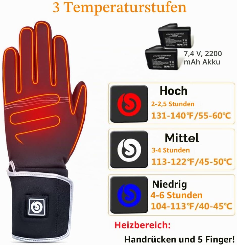 BARCHI Beheizte Handschuhe für Männer und Frauen,Wiederaufladbare Beheizte Handschuhe,Elektrische Ha