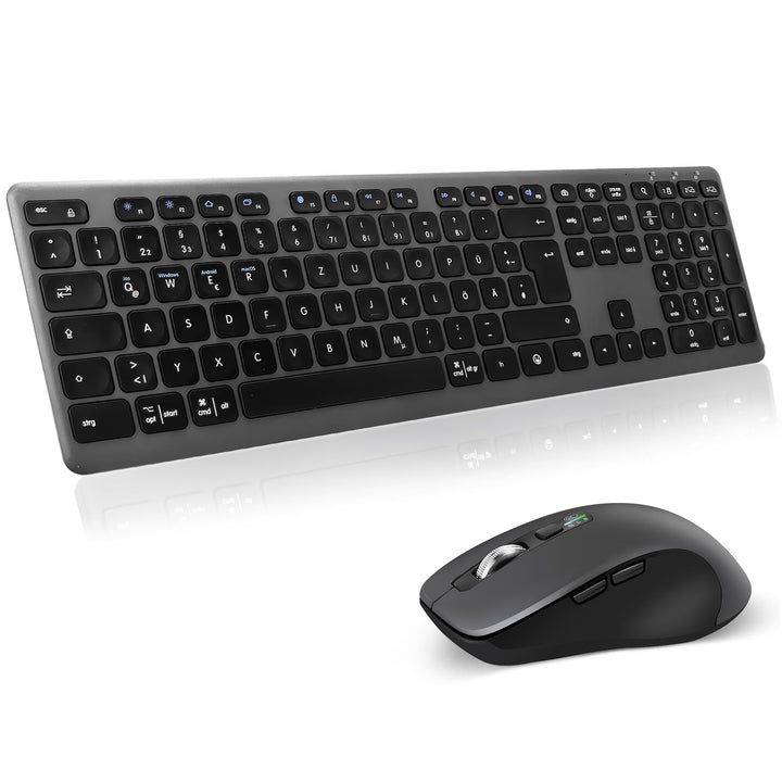 CITLLA M9300 Kabelloses Tastatur Maus Combo, 2-in-1 USB Empfänger und Zwei Bluetooth, 18-Monate Batt