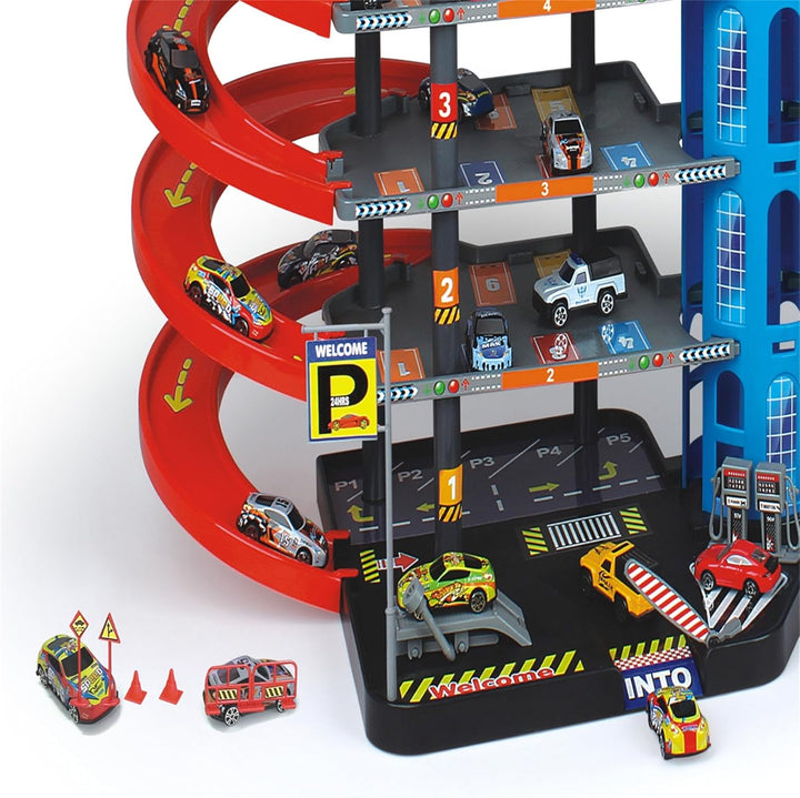 Parkgarage Spielset mit Autos und viel Zubehör für Kinder Autogarage Parkhaus Garage Spielzeugautos