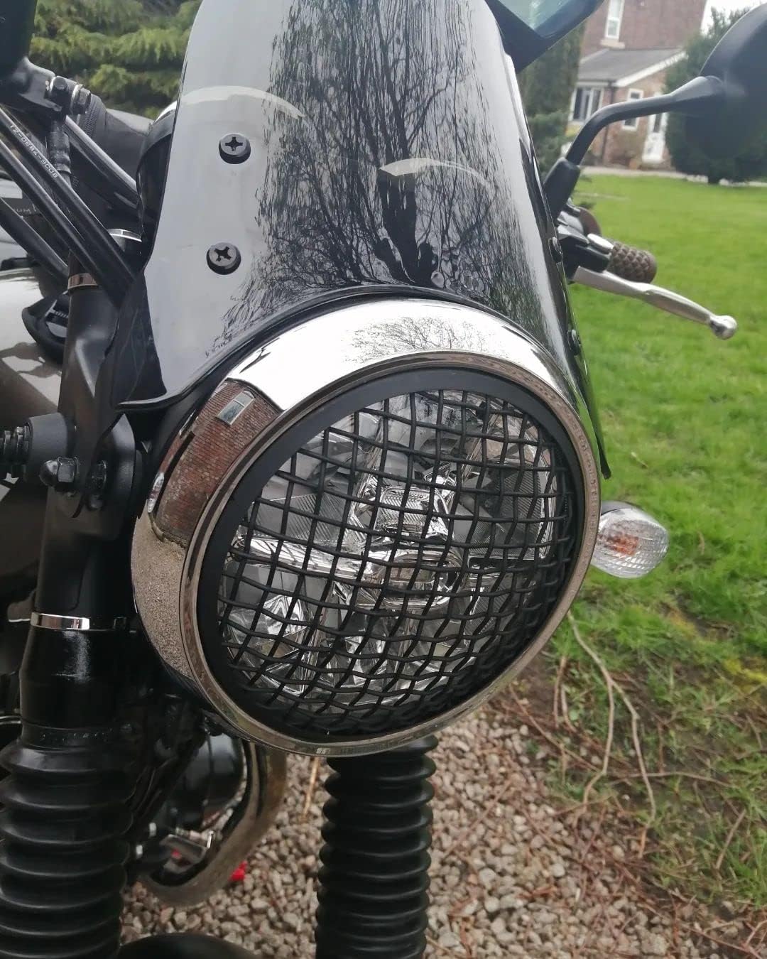 Alchemy Parts Motorrad Netz Metall Grill Abdeckung für 7" Zoll Scheinwerfer - Matt Schwarz für Scram