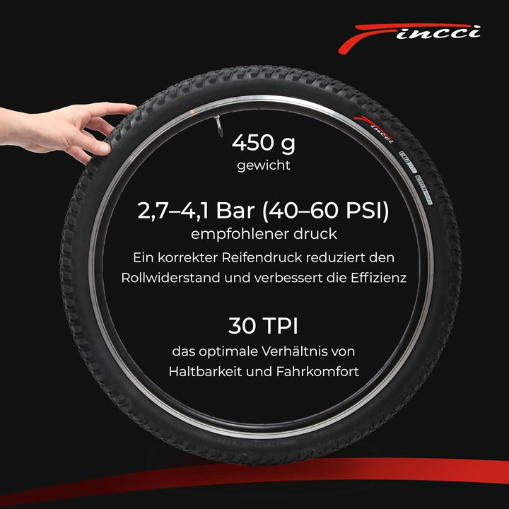 Fincci Paar 27,5 x 2.10 MTB Reifen Zoll 54-584 Fahrradmantel Faltbar Slick Reifen mit Schrader Schla