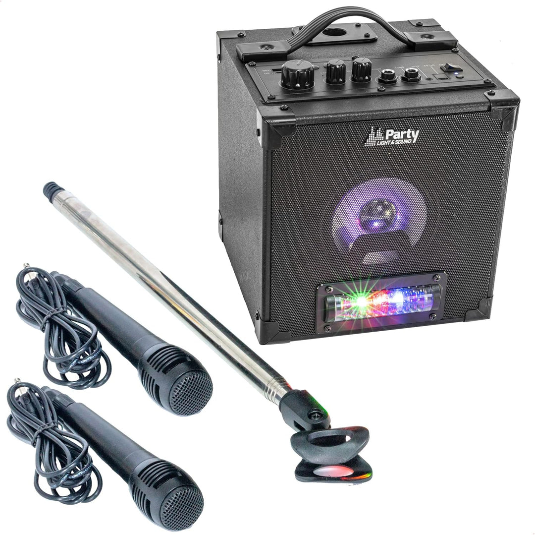 Party Light & Sound - PARTY-SINGTOGETHER - Schlagzeug Karaoke Set mit 2 Mikrofonen und Ständer - Sch
