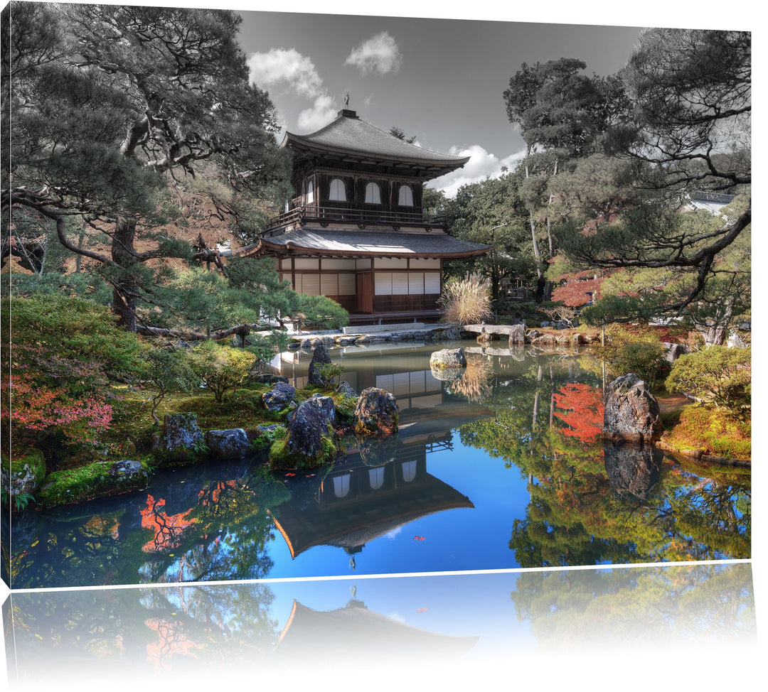 Pixxprint Ginkaku-ji-Tempel in Kyoto als Leinwandbild/Grösse: 100x70 cm/Wandbild/Kunstdruck/fertig b