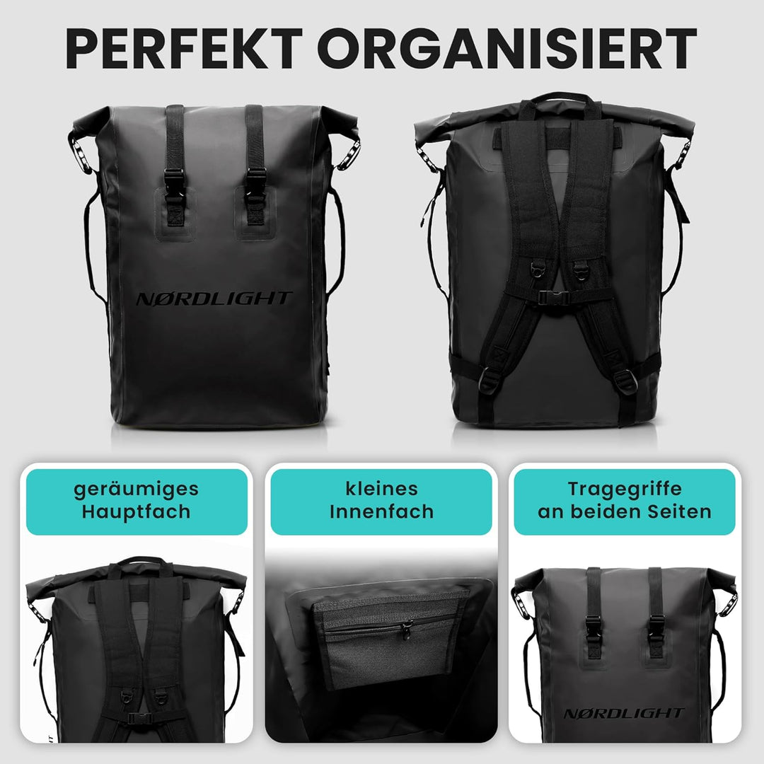Nordlight Wasserdichter Rucksack Dry Bag 35l - Roll Top Rucksack mit gepolstertem Tragegurt, wasserd