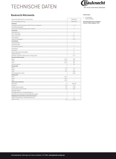 Bauknecht MW 59 MB Mikowellen- Backofen / freistehend / 25 l Garraum / 3D-System/ Automatikprogramme