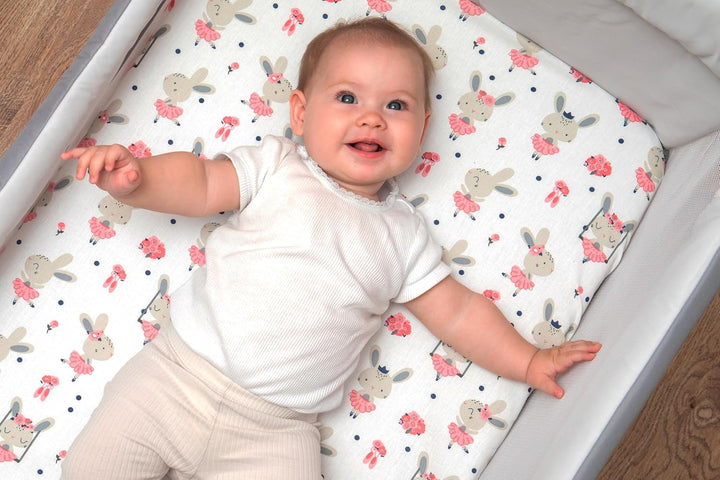 Lovely Hippo 2X Spannbettlaken 90x55cm 100% Baumwolle + 1X Matratzenschoner 100% wasserdichtem Mater