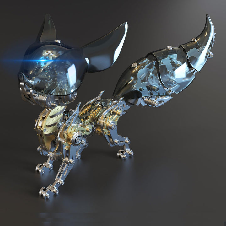 Bunte 3D Metall Puzzles für Erwachsene Fuchs Metall Modell Kits mit Licht, DIY Bauspielzeug 3D Metal