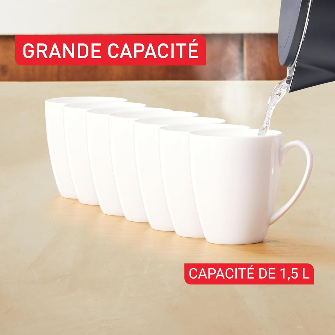 Tefal KO1408E0 Elektrischer Wasserkocher, Thermo Protect, Safe to Touch, 1500 W, Schwarz und Innense