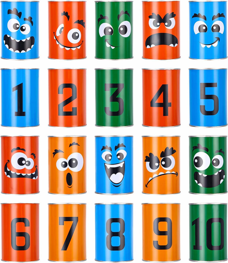 Dosenwerfen Kinder, 10 Dosen und 3 Bean Bags Wurfspiel, Kinder Gartenspiele, Outdoorspiele Kinder, K