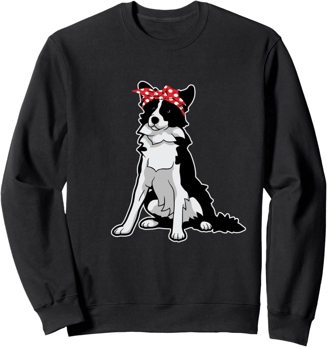Border Collie Mama Lustige Border Collie Rotes Halstuch Sweatshirt
