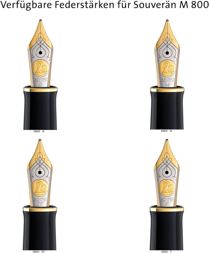 Pelikan Füllhalter Souverän 800, Schwarz-Grün, Feder F (fein), hochwertiger Kolbenfüller im Geschenk