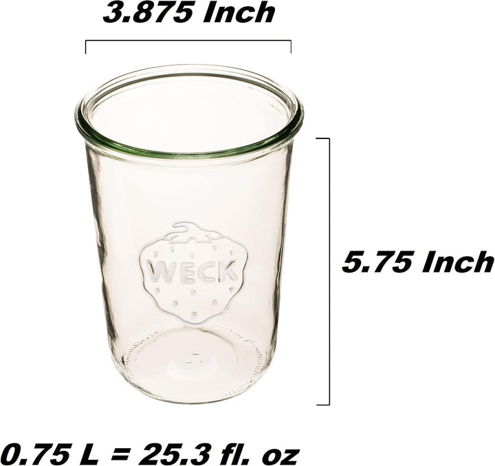 2er Set Weckgläser 3/4 L klar mit luftdichtem Deckel und Deckel 743, 2 Gläser mit Holzdeckel