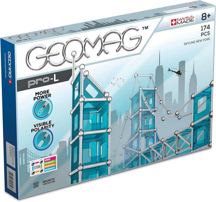 GEOMAG - PRO-L Skyline New York 174 Teile - Magnetische Baustein für Kinder ab 8 Jahren - Hergestell