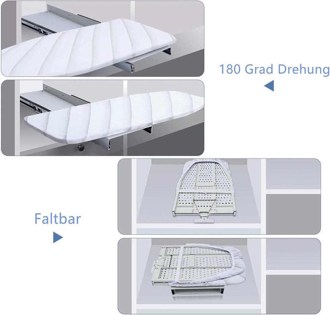 uyoyous Ausziehbares Bügelbrett Faltbares Bügelbrett Drehbar Klappbar Bügelbretter für Schublade Gar