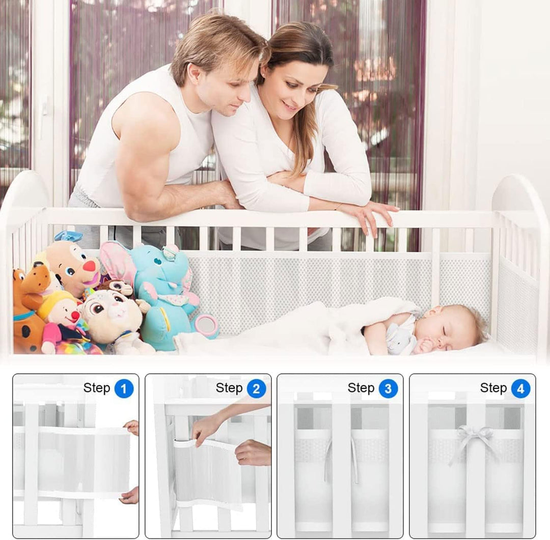 Bettumrandung Babybett,Baby Nestchen Bettumrandung,Kopfumrandung Babybett,Atmungsaktive Krippenumran