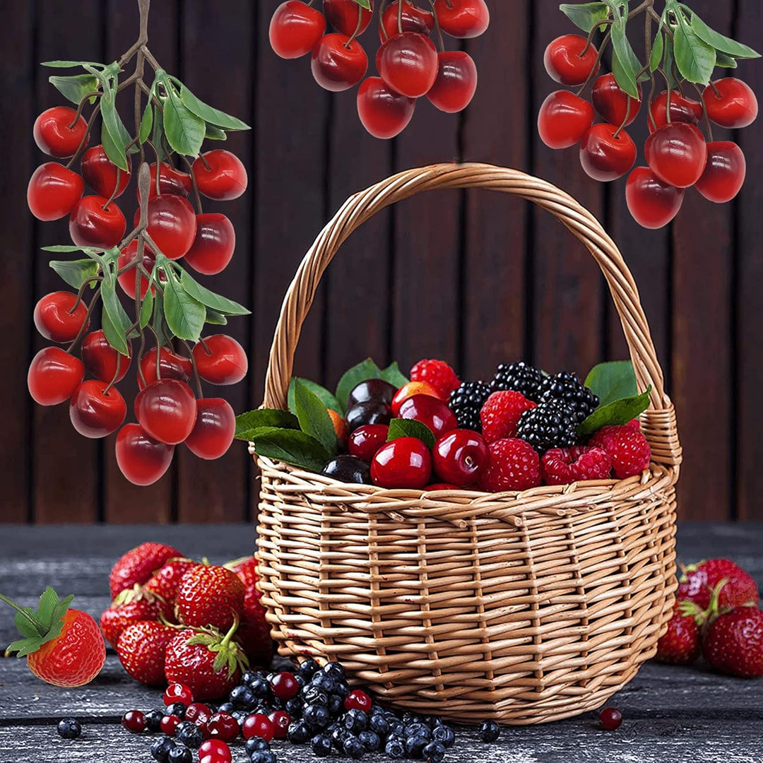 NA Woohome 50 Stück Künstliche Fruch Künstliche Erdbeere Künstliche Kirsche Deko Obst Lebensecht für
