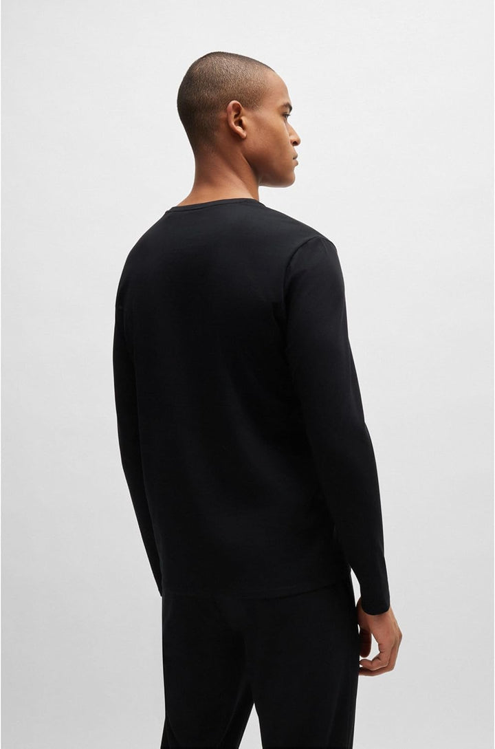 BOSS Herren Unique LS-Shirt Pyjama-Shirt aus Stretch-Baumwolle mit Signature-Streifen und Logo L Bla