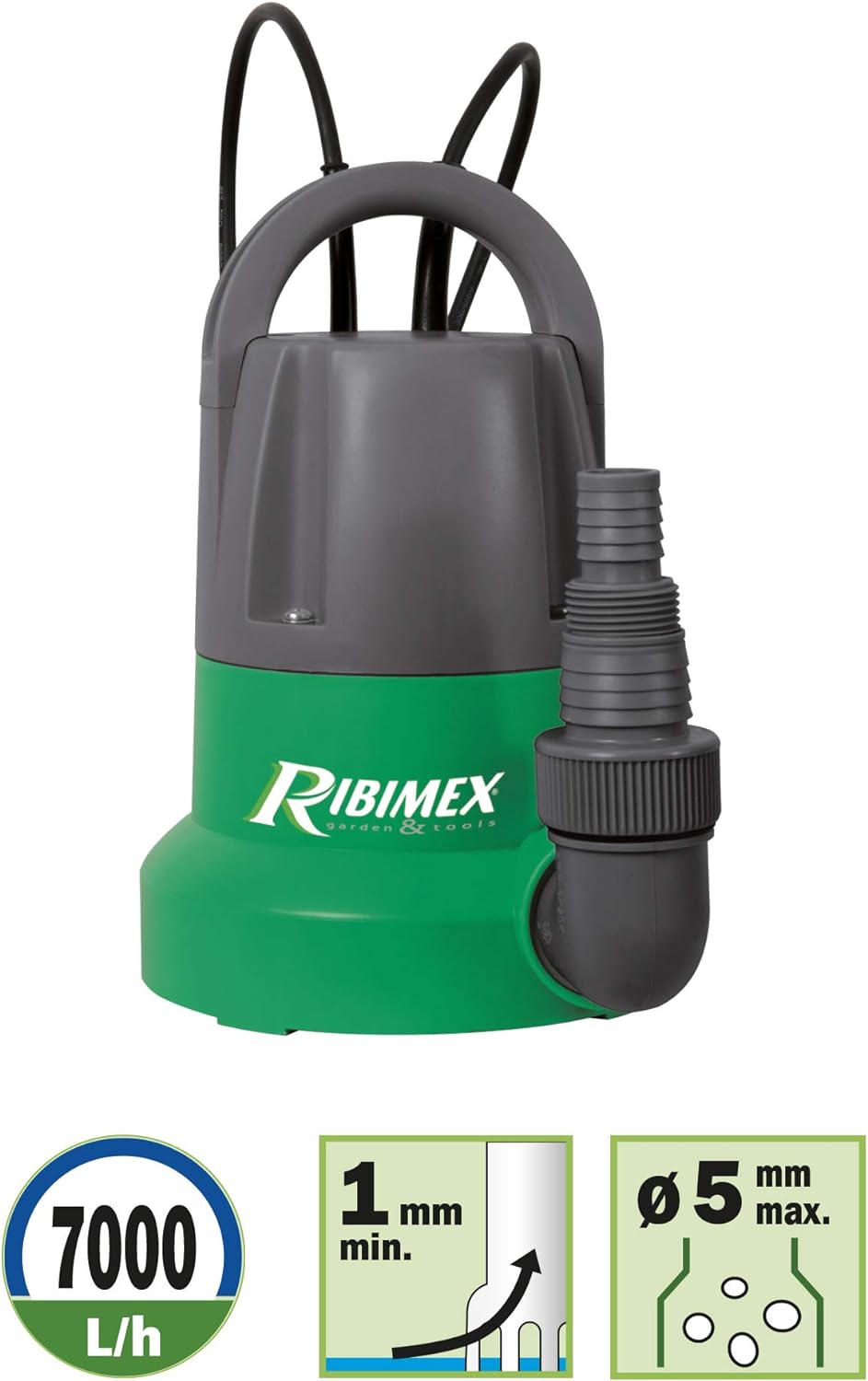 Ribimex PRPVC401SP Tauchpumpe Drainage 400 W, grün/grau, 27 x 16 x 24 cm Einzigartig, Einzigartig