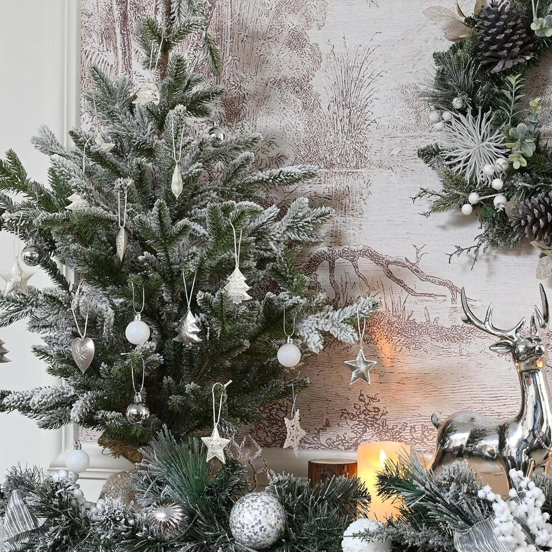 Valery Madelyn Metallanhänger mit Weihnachtsglocken 24er Set 5cm Weihnachtsanhänger Herz Stern Baum