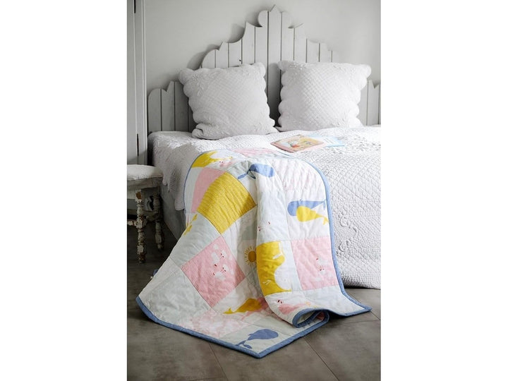 Bio Krabbeldecke Patchwork Design 100% Bio-Baumwolle (kbA) GOTS zertifiziert, Wale, 95 x 100 cm 95 x