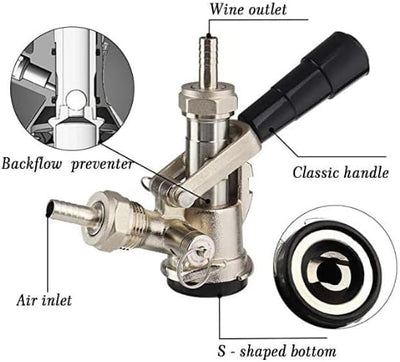 Keg Kegverschluss Zapfkopf Micromatic Korbkeg Typ S, Korb Keg Zapfkopf mit 6 Armaturen Bierfass Ansc