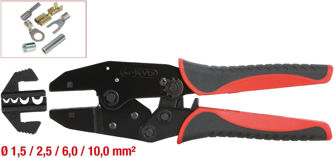 KS Tools 115.1430 Crimpzange für nicht isolierte Kabelschuhe, 220mm