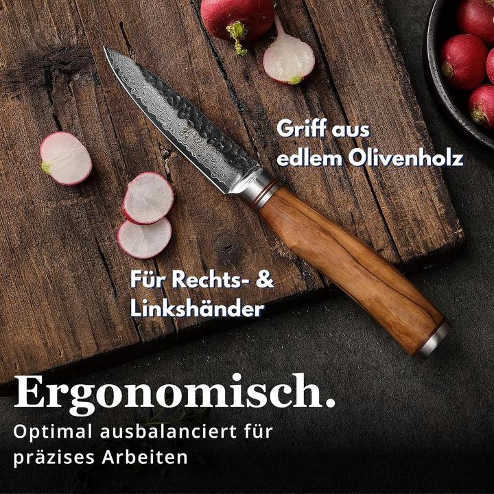 Wakoli Olive HS Serie Damastmesser Allzweckmesser 12,50 cm Klinge extrem scharf aus 67 Lagen I Damas