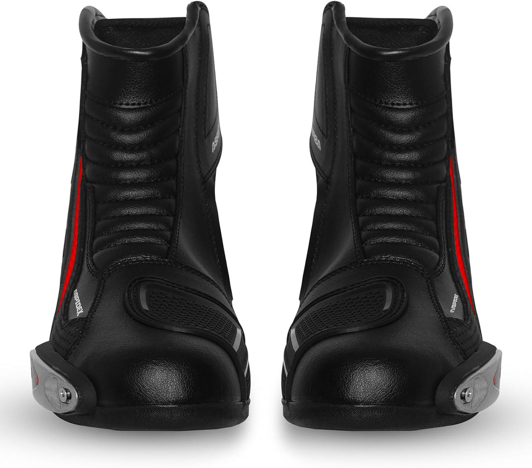 Herren Motorradstiefel Leder Motorrad Stiefel Sport Motorrad Schuhe mit schwarzer Gummisohle Stiefel