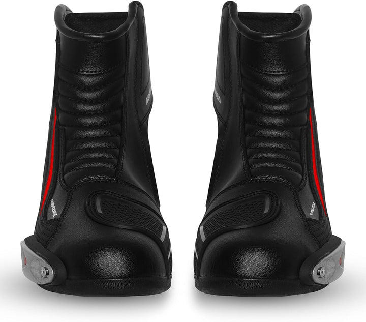 Herren Motorradstiefel Leder Motorrad Stiefel Sport Motorrad Schuhe mit schwarzer Gummisohle Stiefel