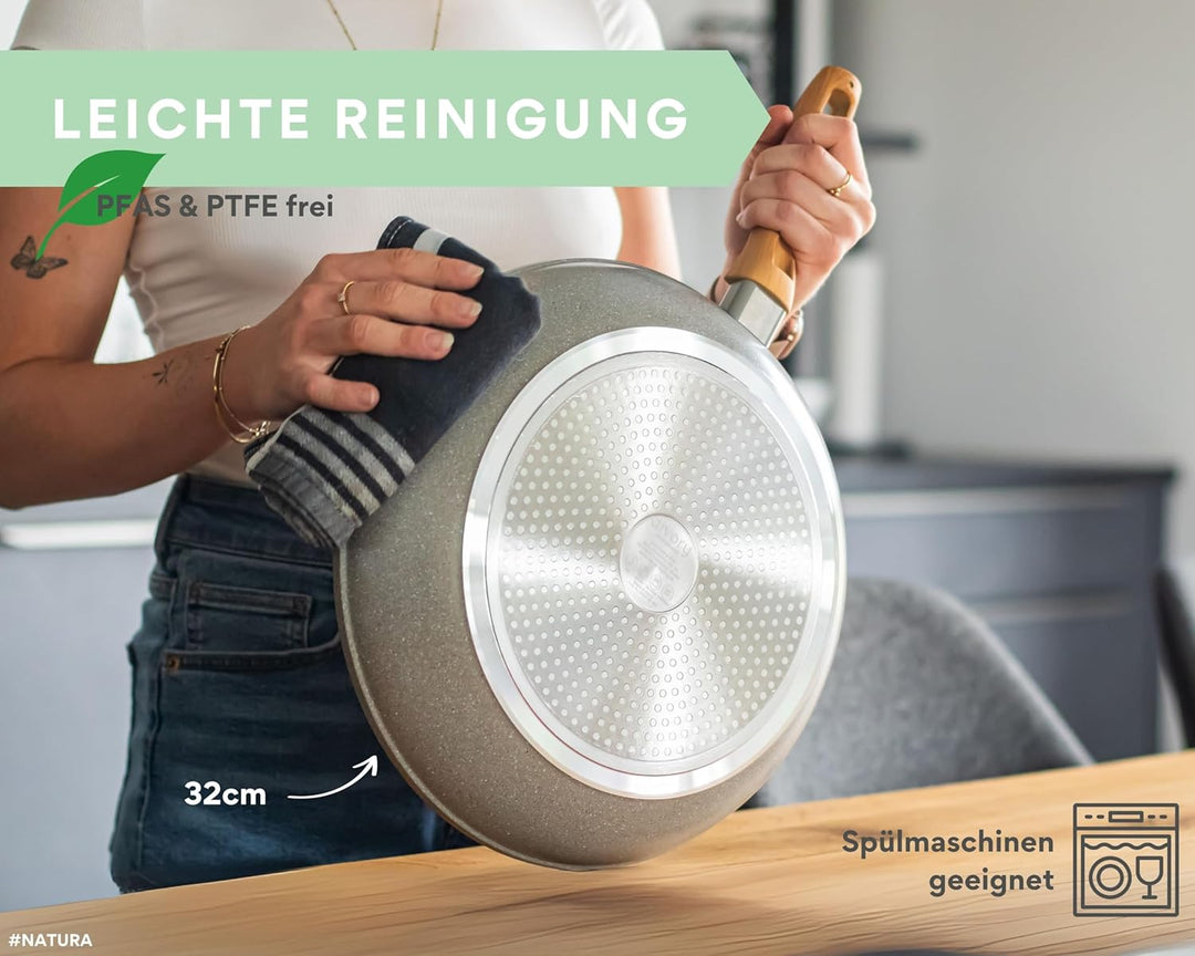 DIVORY Keramikpfanne 32cm – Pfanne mit Keramikbeschichtung Induktion, PFAS & PTFE frei, grosse Bratp