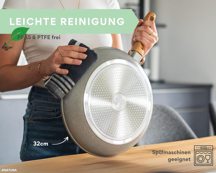 DIVORY Keramikpfanne 32cm – Pfanne mit Keramikbeschichtung Induktion, PFAS & PTFE frei, grosse Bratp