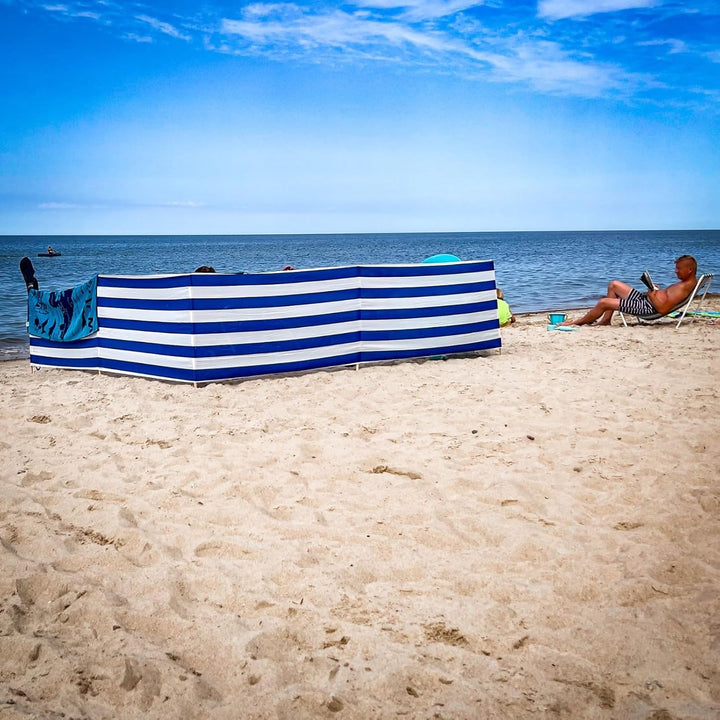 SILUK Strand Windschutz Sichtschutz 12m Blau-weiss, 12m Blau-weiss