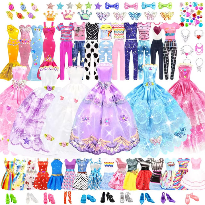 75 Kleidung für Puppen Kleidung Schmuck Zubehör Hochzeit Party Abendkleider für Puppen mit 1 Kleider