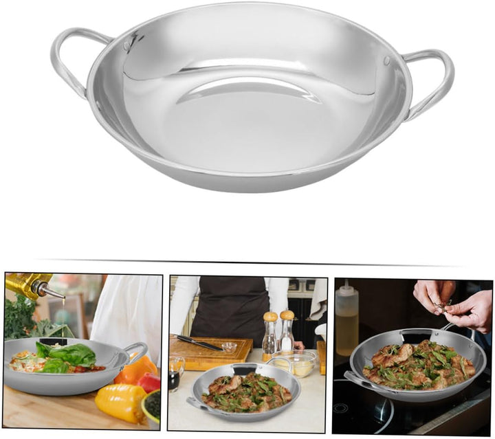 Healvian Edelstahl Wok mit Doppelgriffen Antihaftbeschichtete Pfanne für Küche Rutschfest und Hitzeb