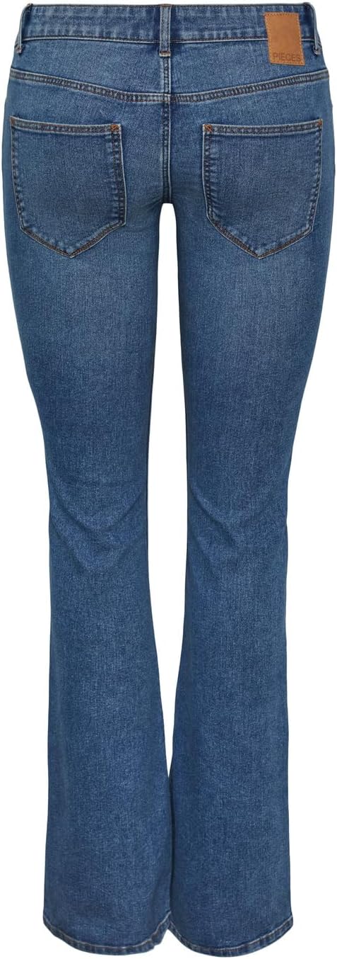 PIECES Damen Pcpeggy Lw Flared Mb Jeans Noos Bc M / 30L Medium Blue Denim, M / 30L Medium Blue Denim