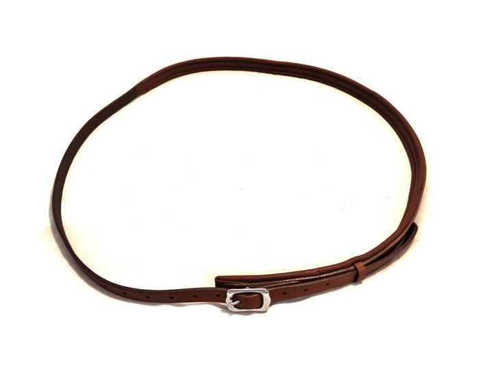Leder Halsring Halsriemen Flach für Pferde verstellbar gepolstert Farbe Cognac, Cognac