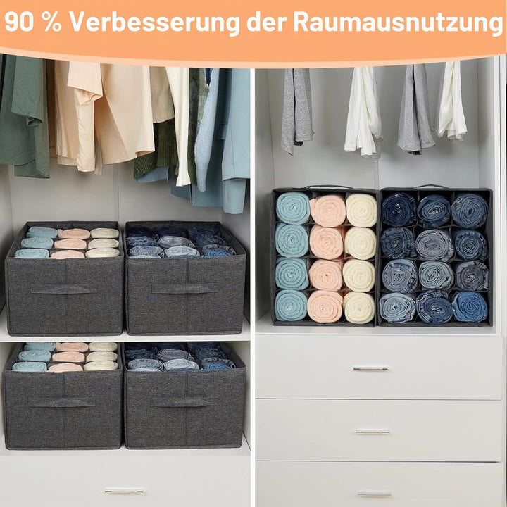 Kleiderschrank Organizer Schublade Aufbewahrungsbox für Kleidung - 12 Zellen Ordnungssystem Schrank
