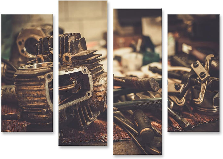 islandburner Bild auf Leinwand Teil Eines Motorrad Motors Auf Einem Tisch In Der Werkstatt Bilder Wa