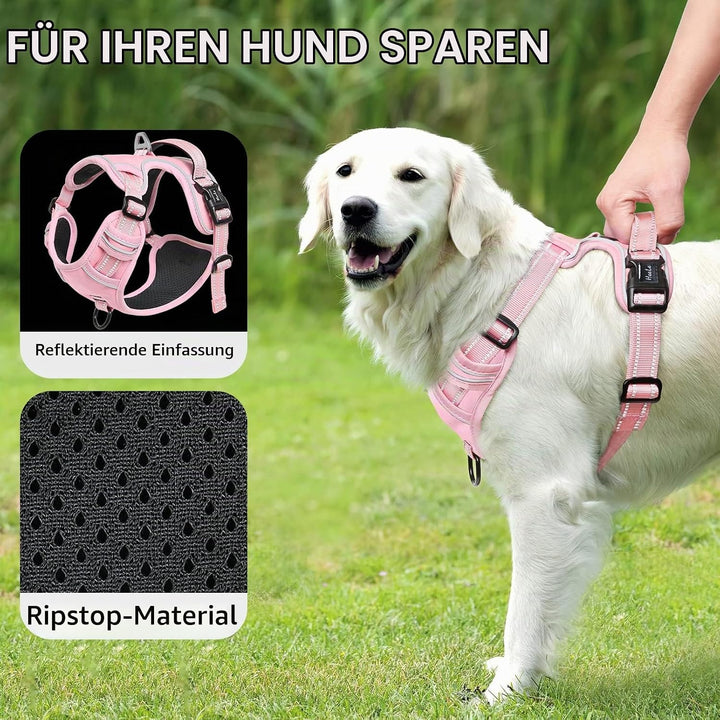 HEELE Hundegeschirr, Zugentlastung, reflektierend, mit gepolstertem Griff, Kontrolle, 2 Metallringe,