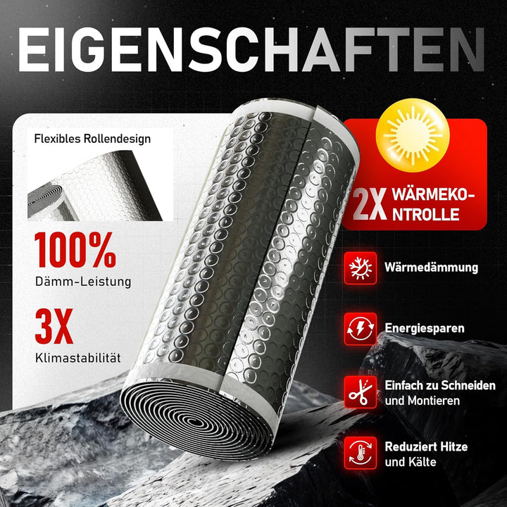Rollladenkasten Dämmung Rolle Selbstklebend 5m x 25 cm | Gegen Kälte, Hitze und Zugluft | Energie sp