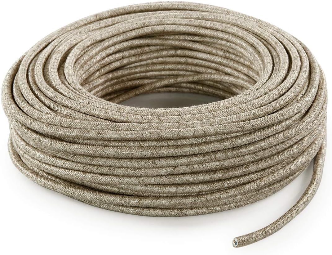 Textilkabel für Lampe, Stoffkabel 3-adrig (3x1,50mm²) - Canvas Beige. Made in Italy (10 Meter), 10 M