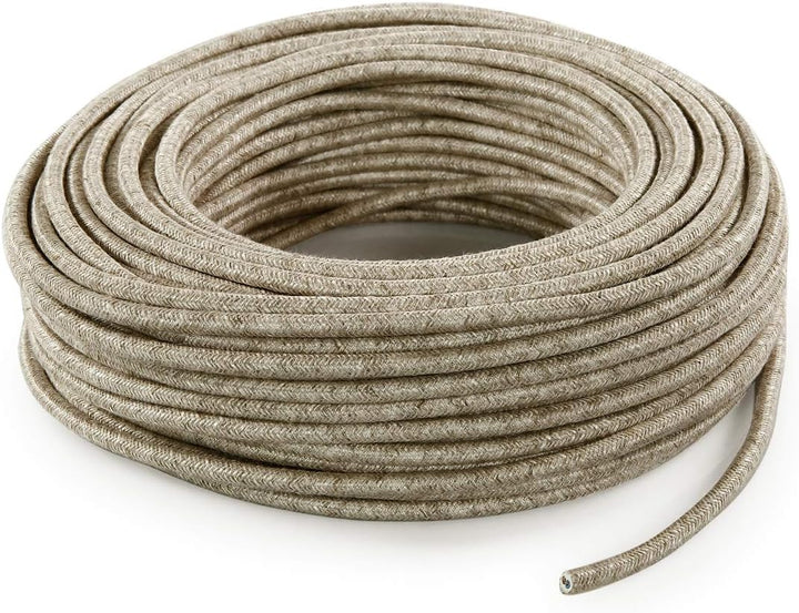 Textilkabel für Lampe, Stoffkabel 3-adrig (3x1,50mm²) - Canvas Beige. Made in Italy (10 Meter), 10 M
