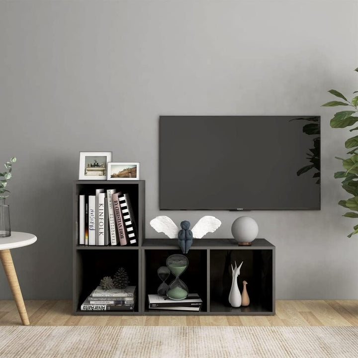 vidaXL 2X TV Schrank mit 2 Fächern Lowboard Sideboard Fernsehtisch Fernsehschrank TV Möbel HiFi-Schr