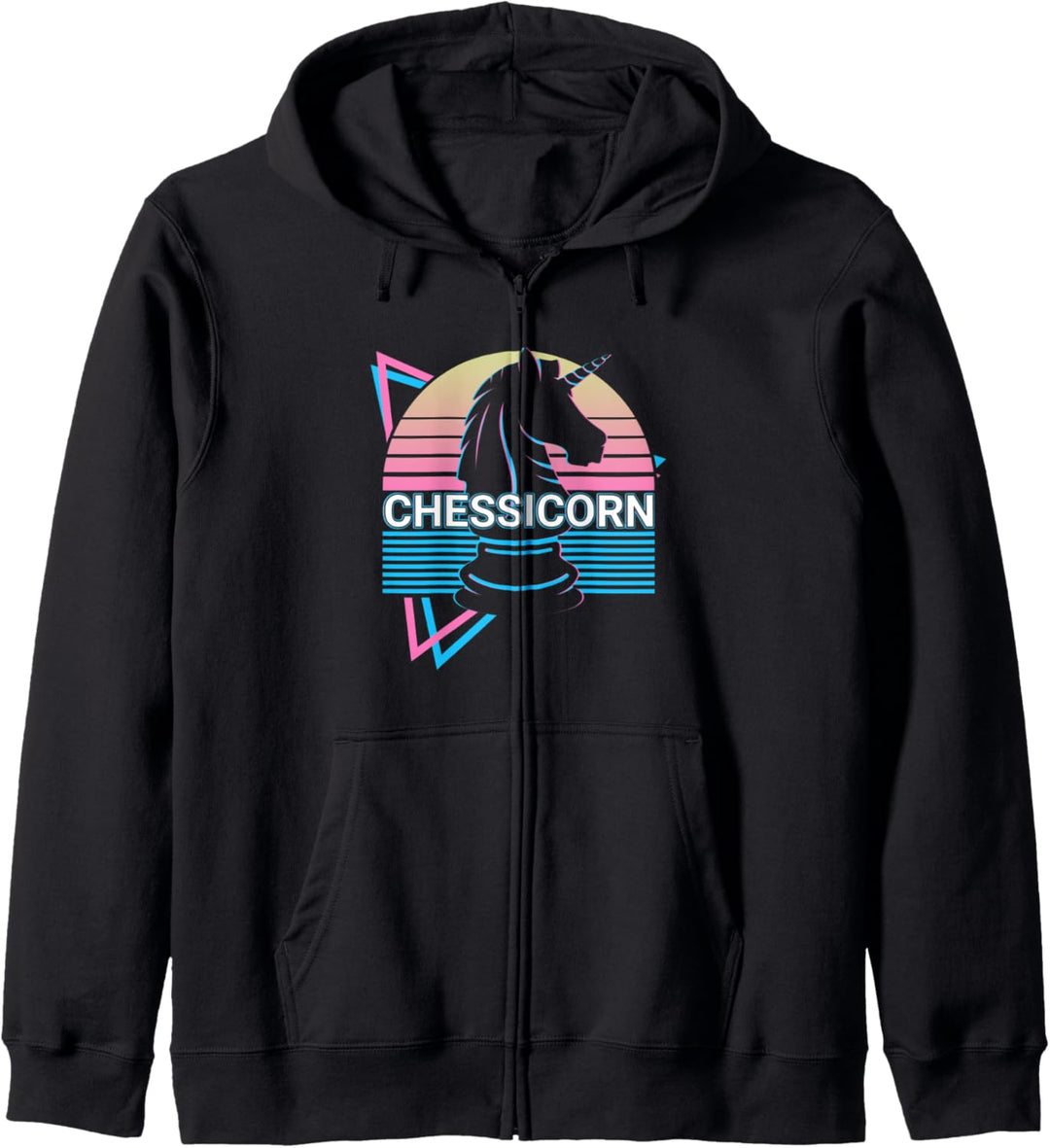 Lustiges Schach-Einhorn Retro Schachhorn Kapuzenjacke